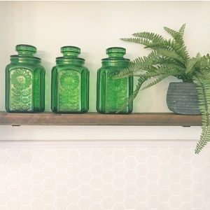 Wheaton vintage emerald glass sunflower containers